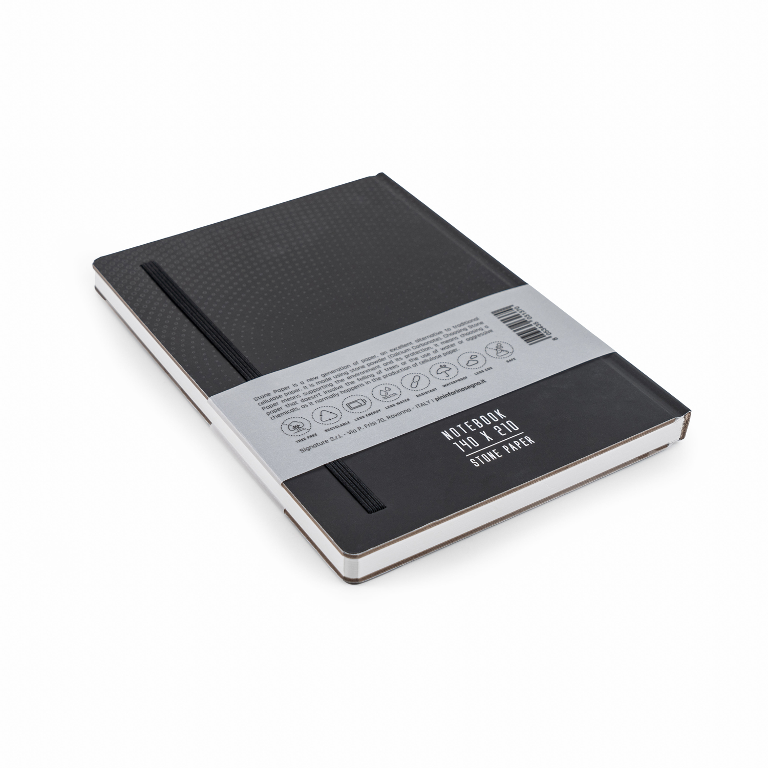 Блокнот линованный Pininfarina из каменной бумаги в твердой обложке, А5, черный-1