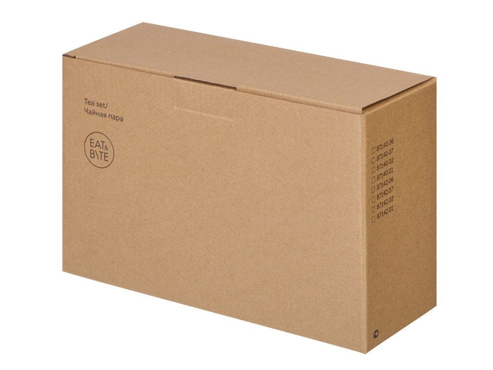 Чайная пара Brighton : блюдце овальное, чашка, коробка, красный-4