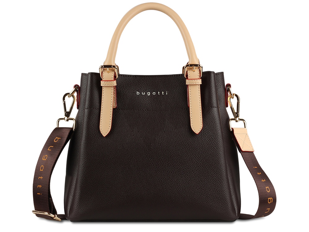 Сумка женская BUGATTI Ella, тёмно-коричневая, полиуретан, 27х12х23,5 см-1