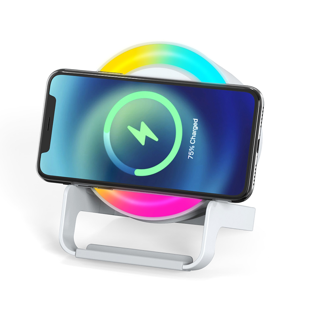 Беспроводная Bluetooth колонка U-Tone RGB c функцией беспроводной зарядки 15W, Белый.-1