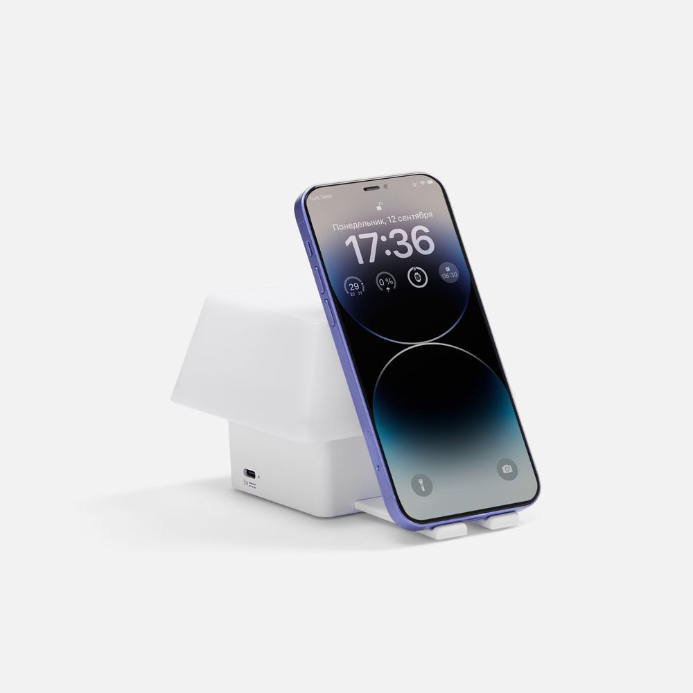 Светильник с подставкой для смартфона Knoppi, белый-1