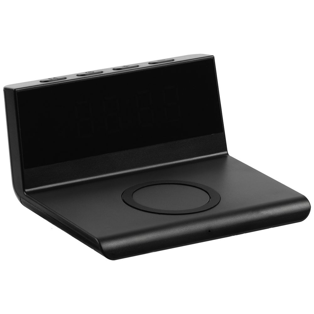 Станция беспроводной зарядки с часами Electron, ver.2, черная-1