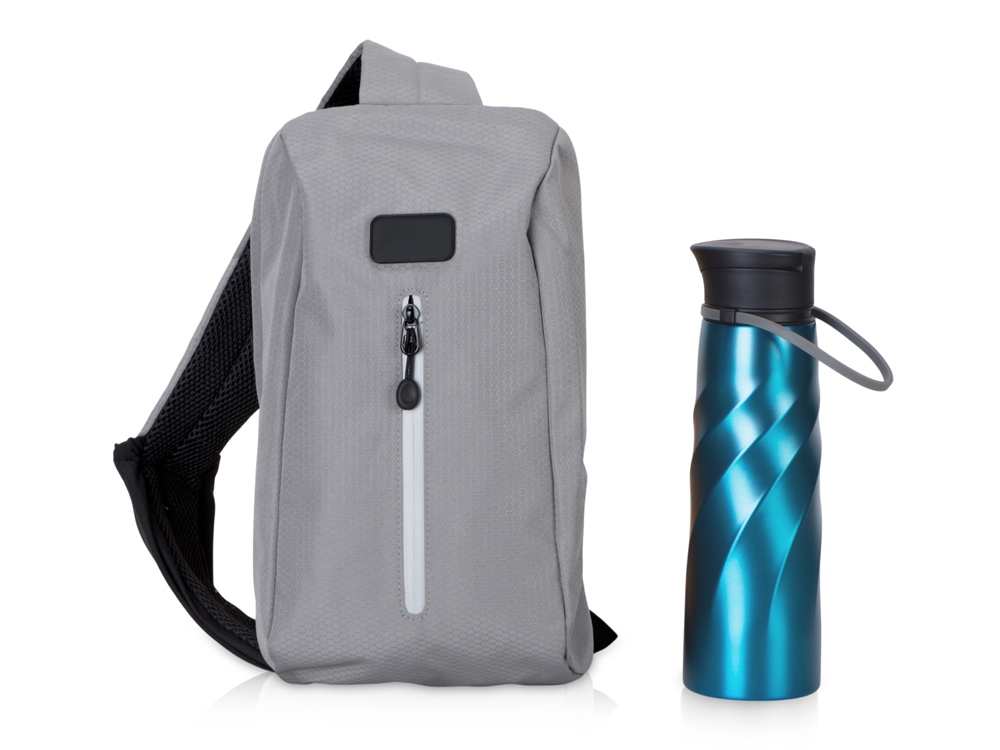 Подарочный набор с бутылкой для воды в сумке - слинге 
Athletic nomad, синий-0