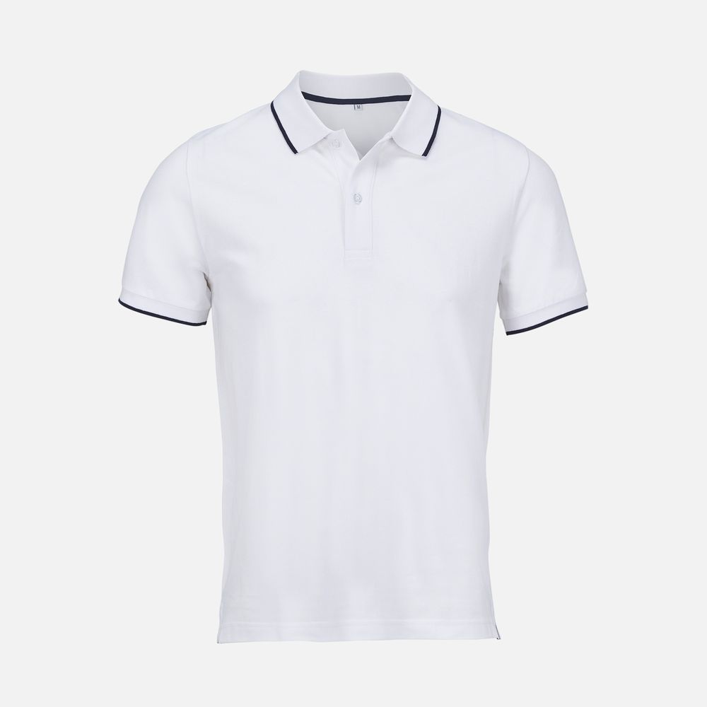 Рубашка поло унисекс Palermo, белая с темно-синим-0