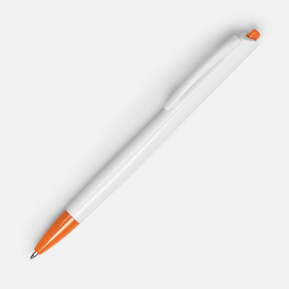 Ручка шариковая Tick, белая с оранжевым-1