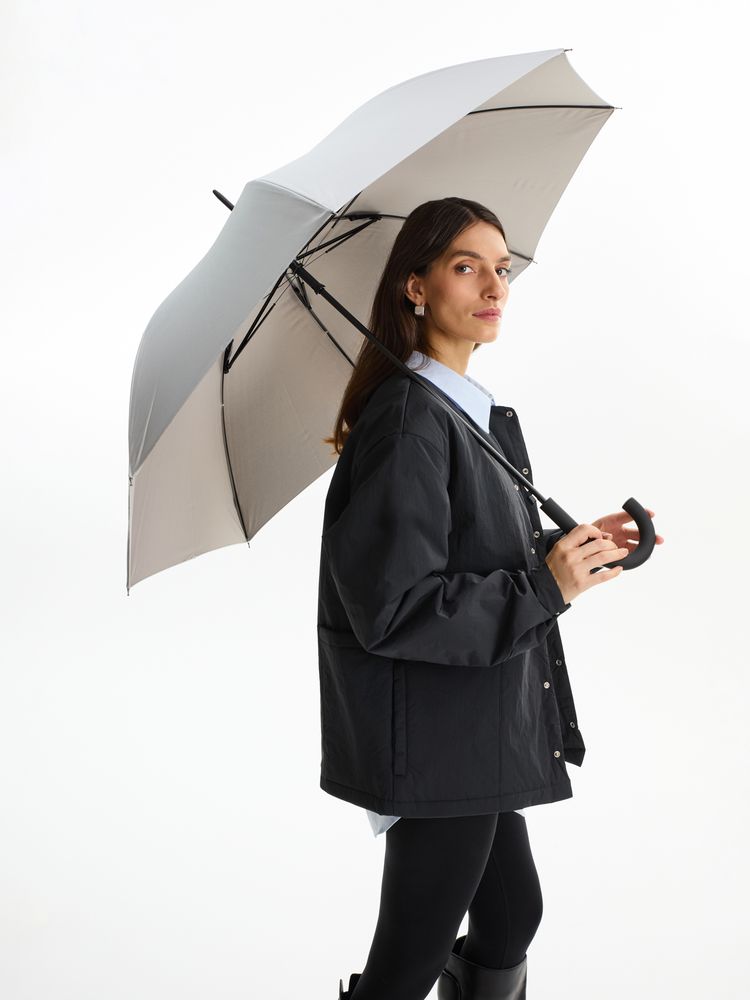 Зонт-трость Wind, серебристый-3