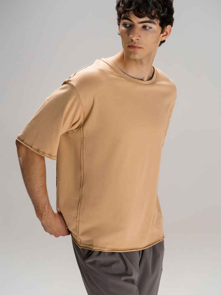 Футболка оверсайз унисекс Vozduh, бежевая-0