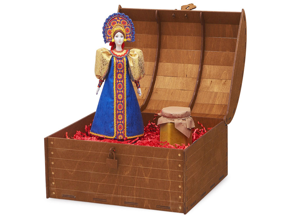 Подарочный набор: кукла фарфоровая, крем-мед, красный-4