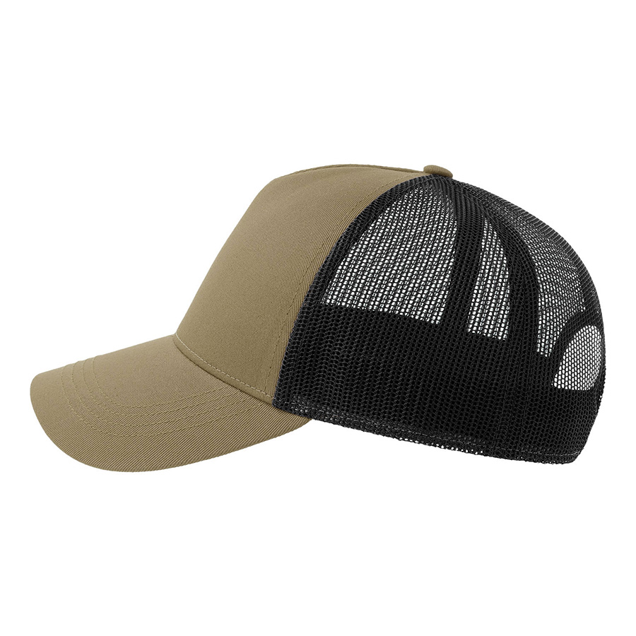 Бейсболка RAPPER COTTON-S, 5 клиньев, пластиковая застёжка, хаки, чёрный-3