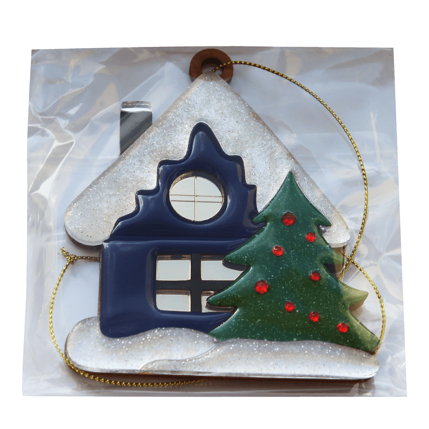 Ёлочная игрушка Домик (синий)-5