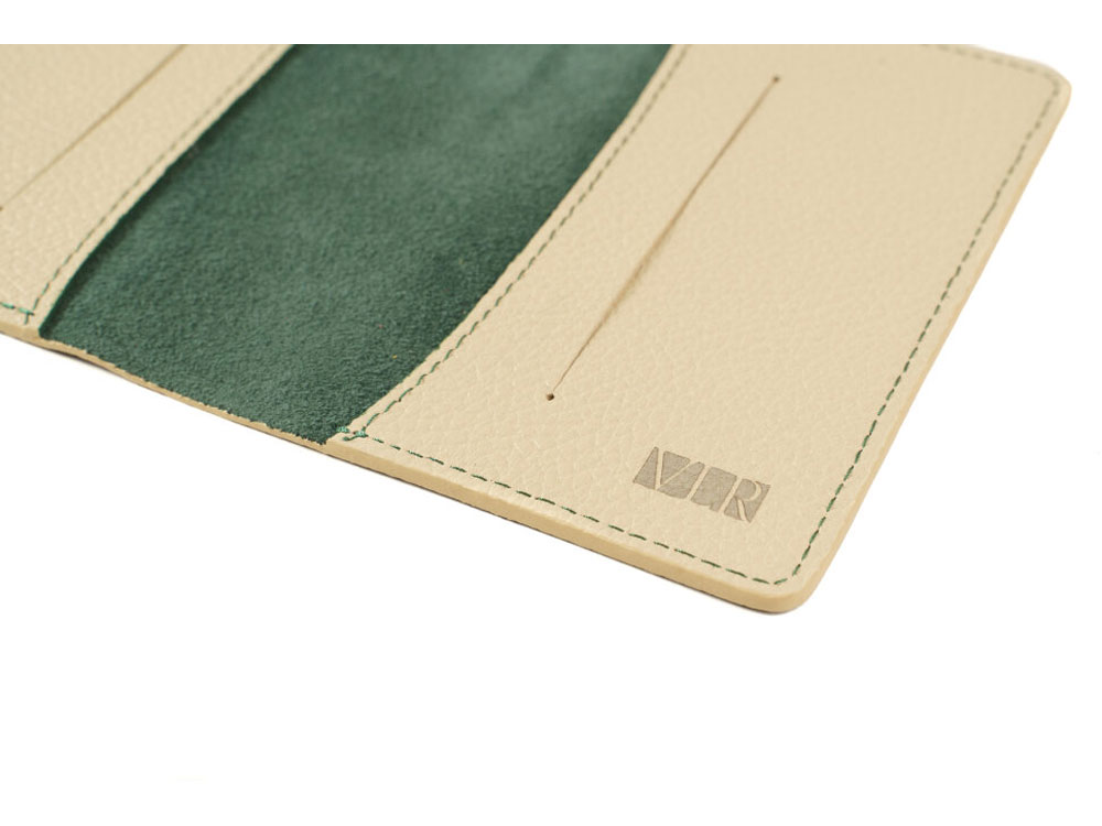 Обложка для паспорта Valerie Concept PSC4, зеленый/бежевый-3