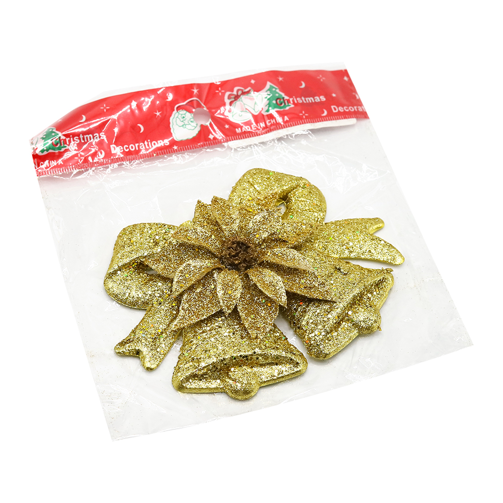 Пластиковое украшение - колокольчики золотистые, Золотой-1