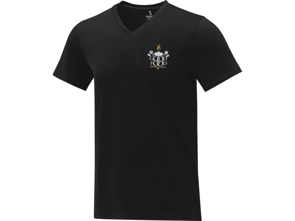 Somoto Мужская футболка с коротким рукавом и V-образным вырезом , черный-3