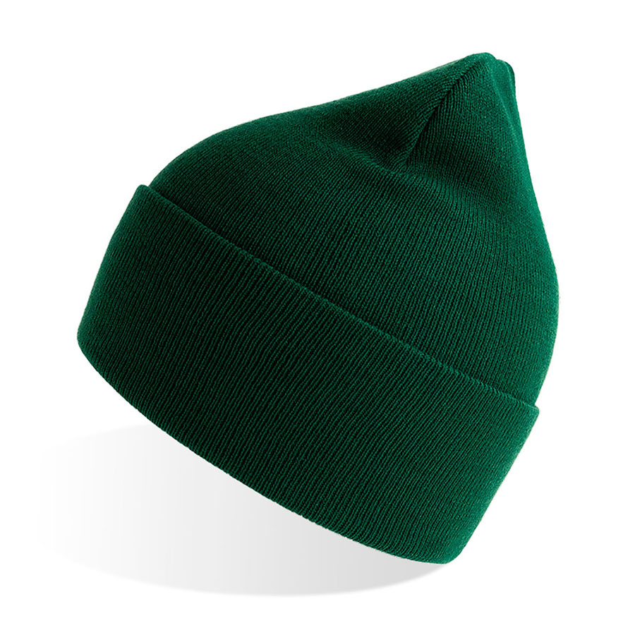 Шапка вязаная PURE  с отворотом из пряжи Polylana, темно-зелёный-0