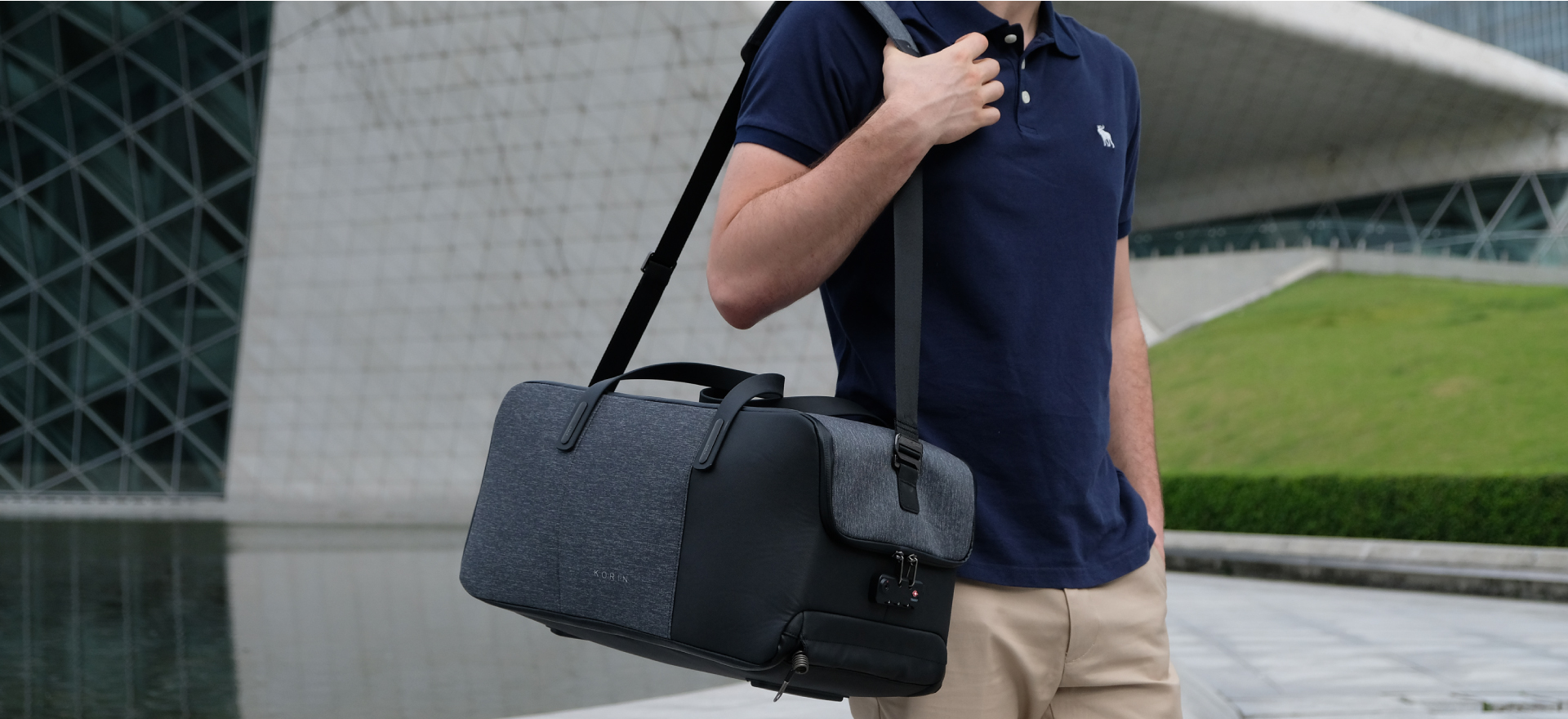 Дорожная сумка FlexPack Go 53х23х26 см, темно-серая-27