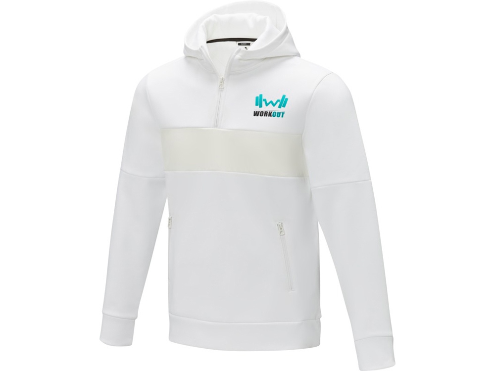 Мужской свитер анорак Sayan на молнии на половину длины с капюшоном, белый-3