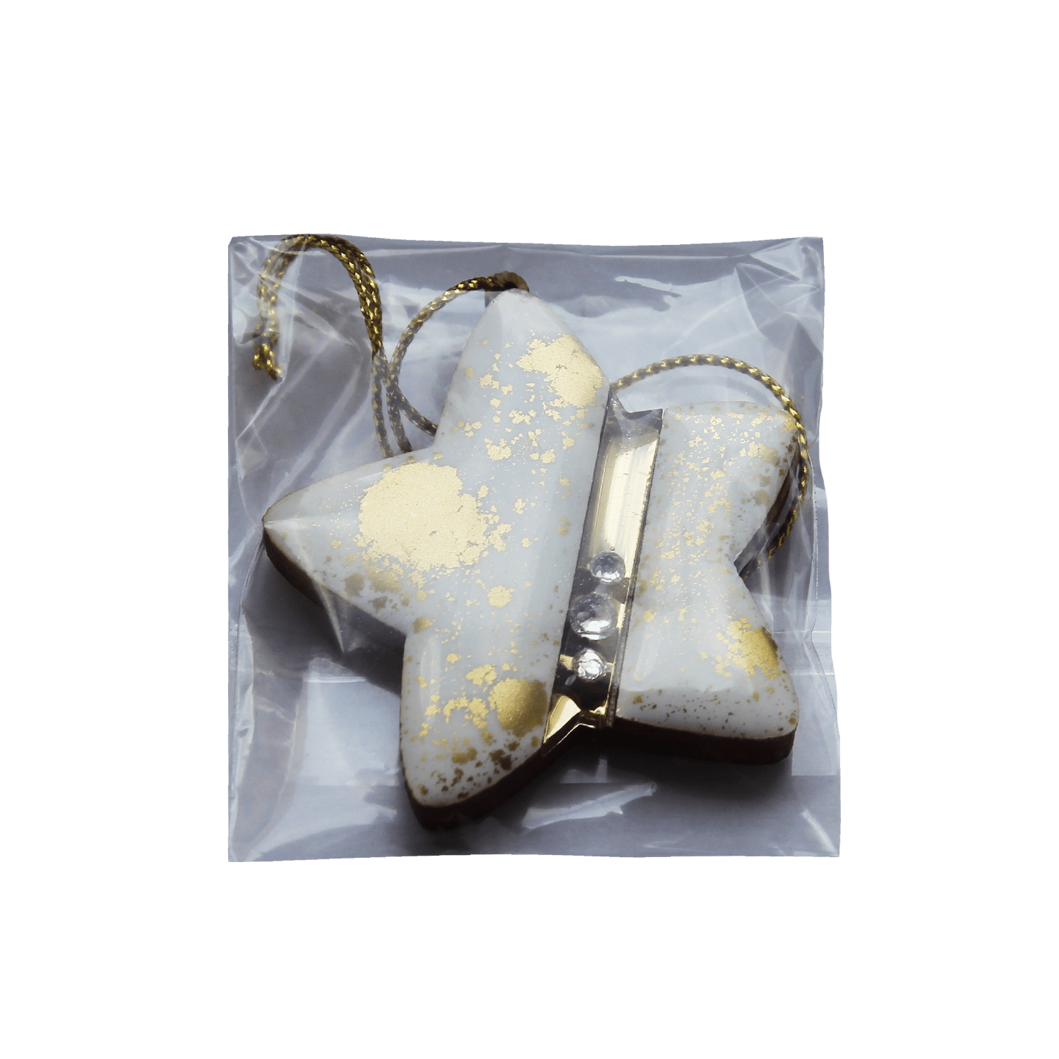 Ёлочная игрушка Звездочка (белый с золотым )-7