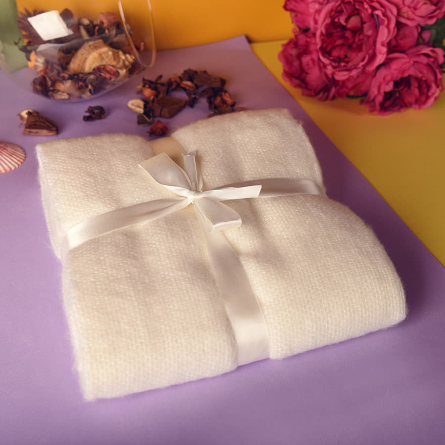 Плед MOHAIR, 130х150 см,  акрил , белый-1