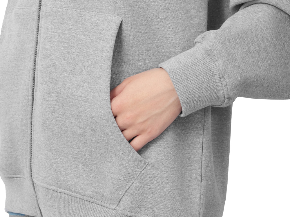 Толстовка оверсайз с капюшоном на молнии Monaco, серый меланж-6