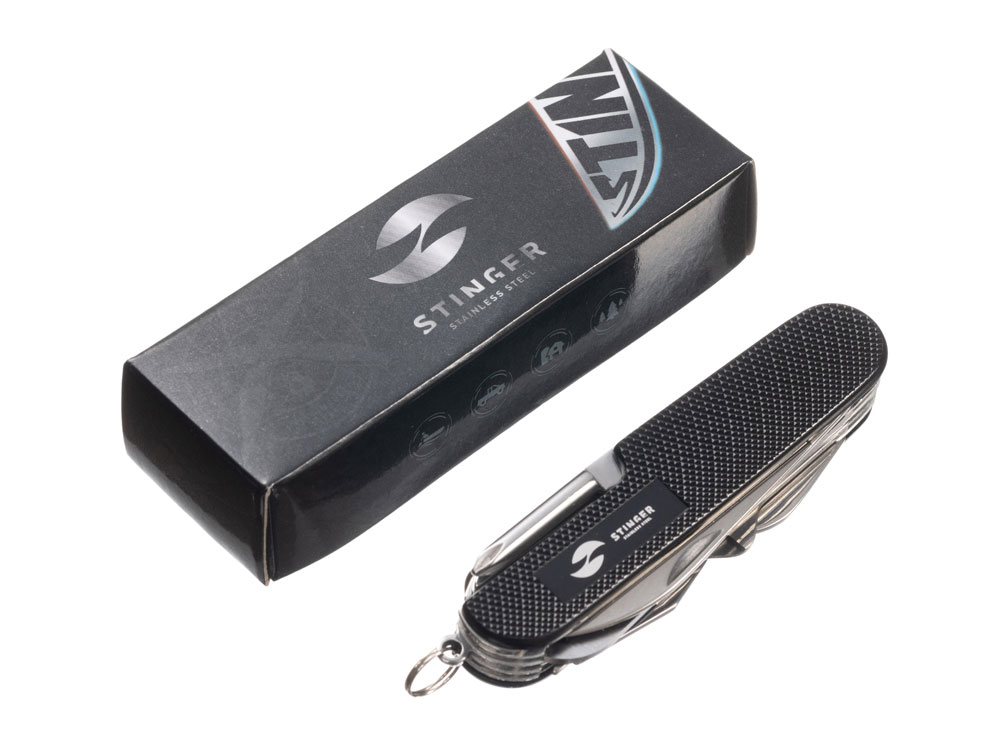 Нож перочинный Stinger, 89 мм, 15 функций, материал рукояти: алюминий (чёрный)-5