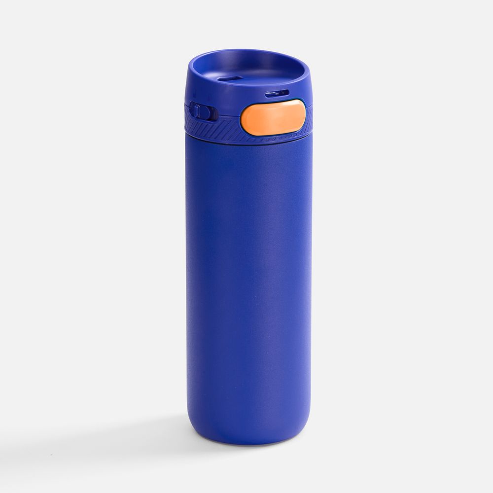 Термостакан X1 с цветной кнопкой, синий с оранжевым-1
