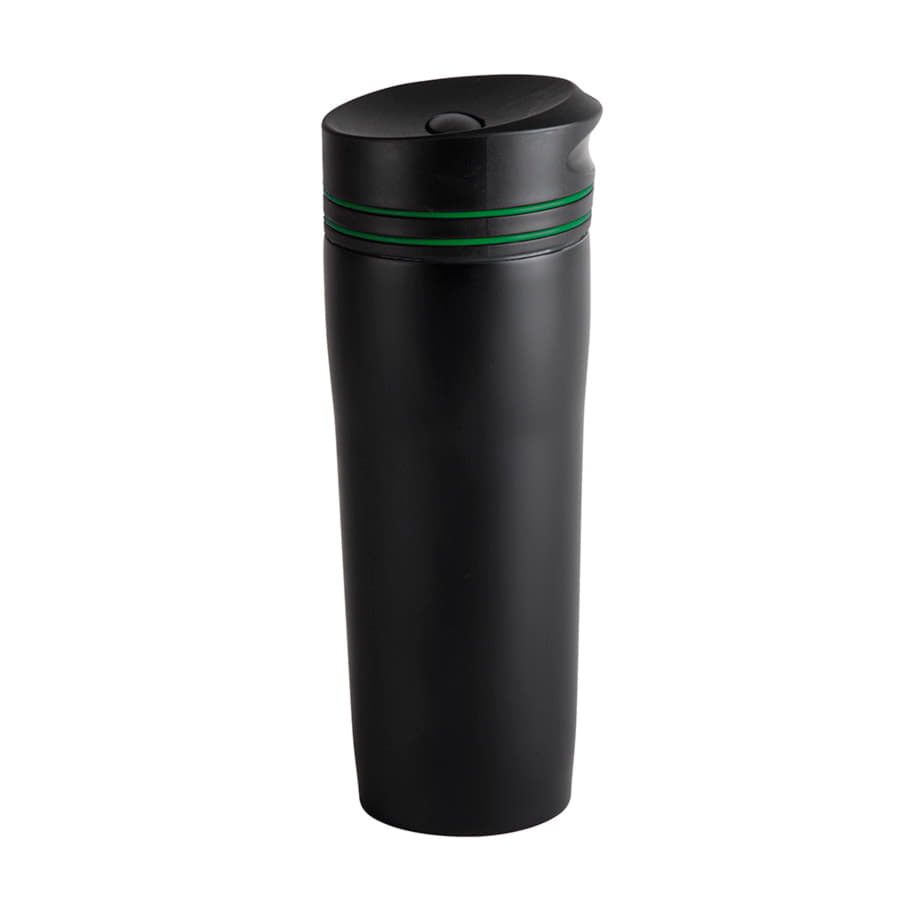 Термокружка вакуумная STRIPE, 380 мл, черный, зеленый-1