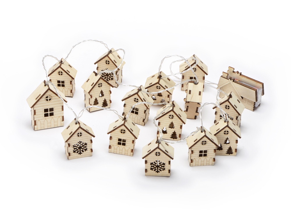 Елочная гирлянда с лампочками Зимняя сказка деревянная-0