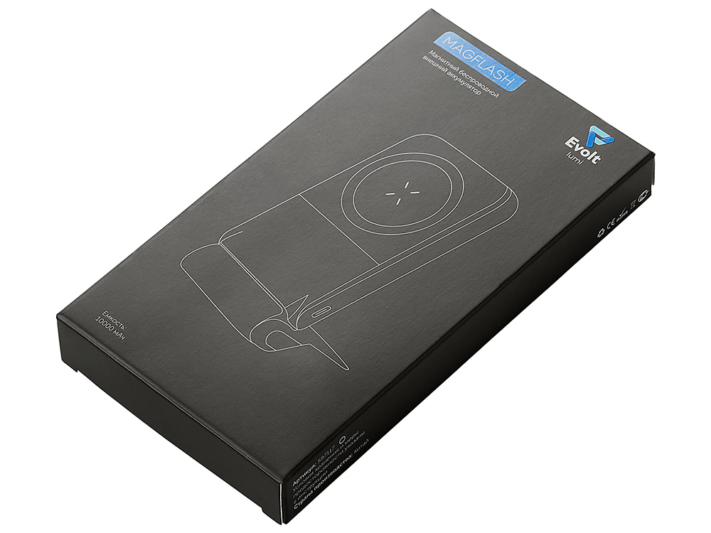 Беспроводной внешний аккумулятор с подсветкой лого и подставкой Magflash, 10000 мАч, 15 Вт, черный-17