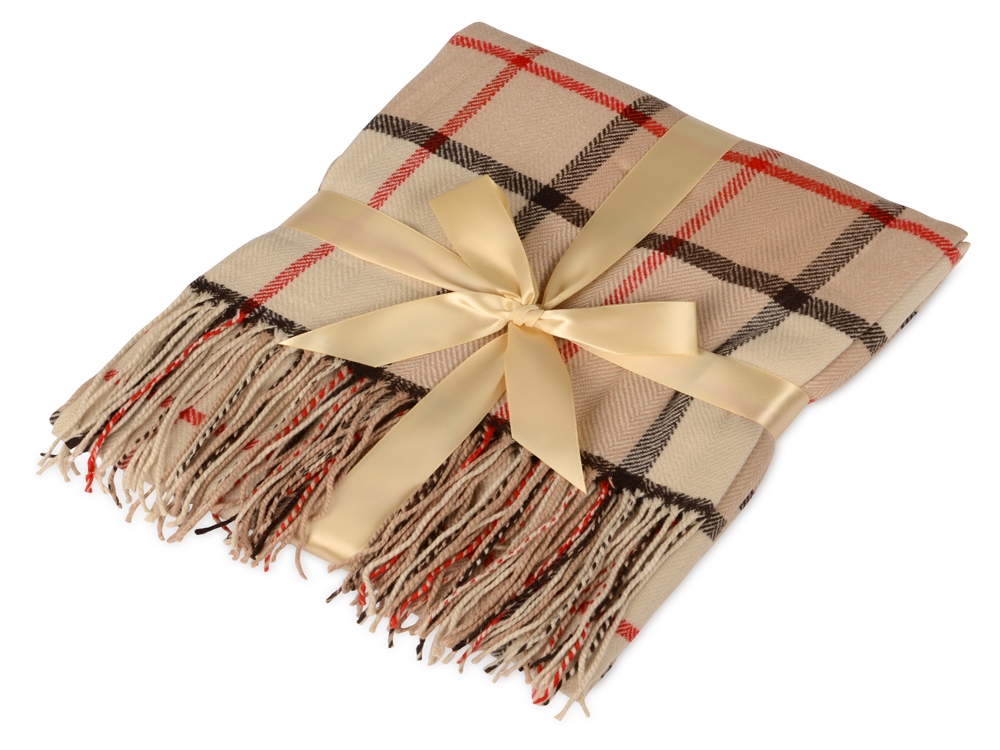 Плед акриловый в клетку Tartan, бежевый-0