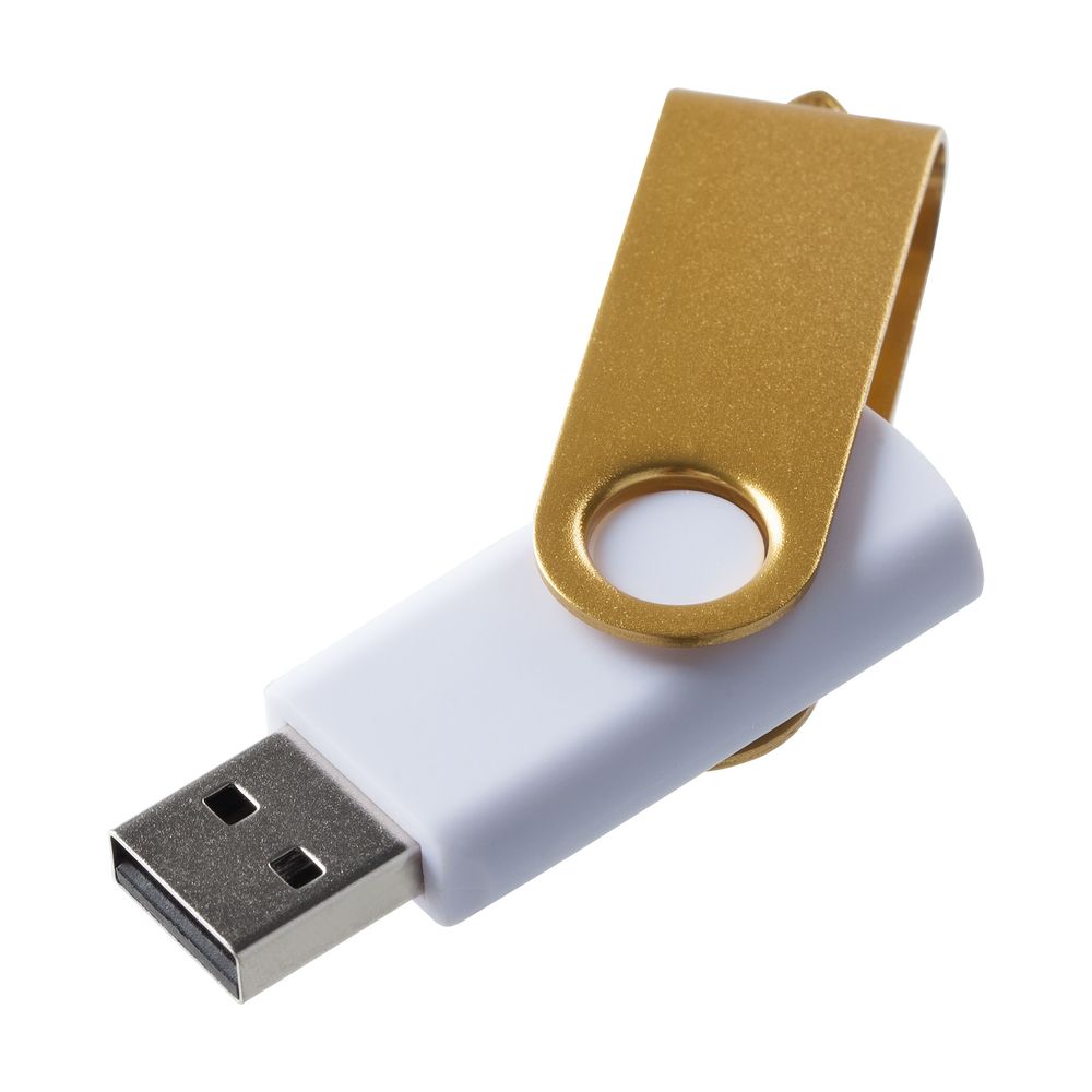 Флешка Twist Color, белая с желтым, 8 Гб-0