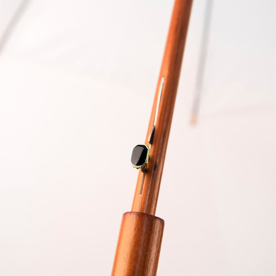 Зонт-трость с деревянной ручкой, полуавтомат; белый; D=103 см, L=90см; полиэстер, белый-2