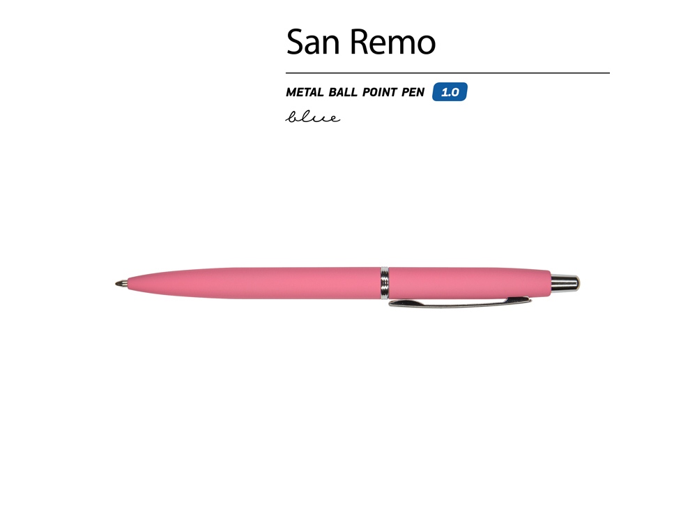Ручка металлическая шариковая San Remo, софт-тач, 1.0 мм, коралловый-1
