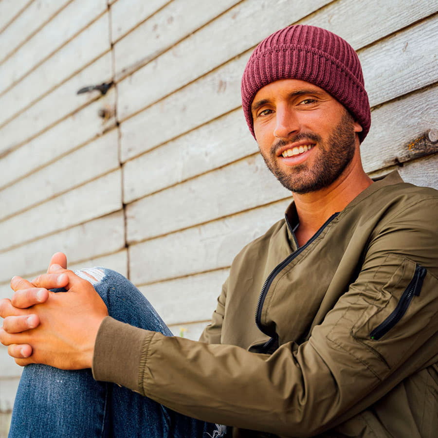 Шапка MAPLE из пряжи Polylana®, бордовый меланж-3