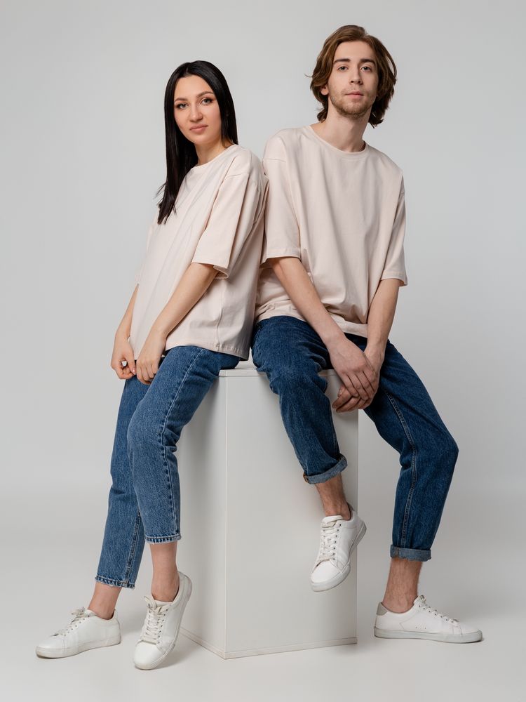 Футболка унисекс оверсайз Street Vibes, бежевая-5