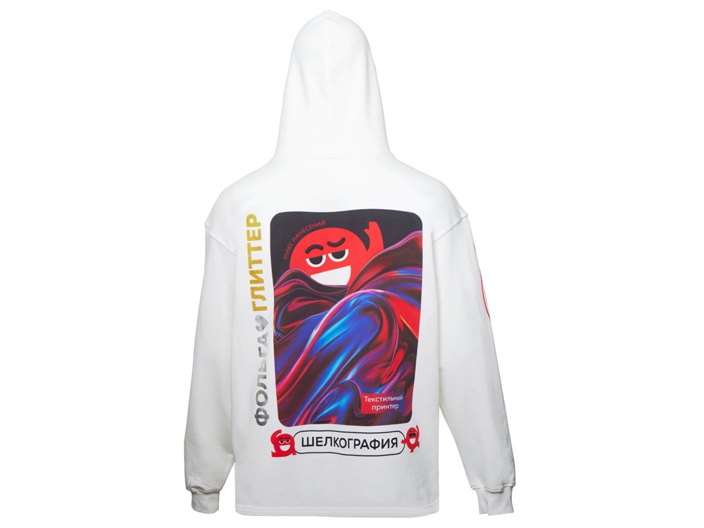 Худи оверсайз Alpha.01 унисекс, молочный, все виды нанесения на текстиле на одной толстовке-8