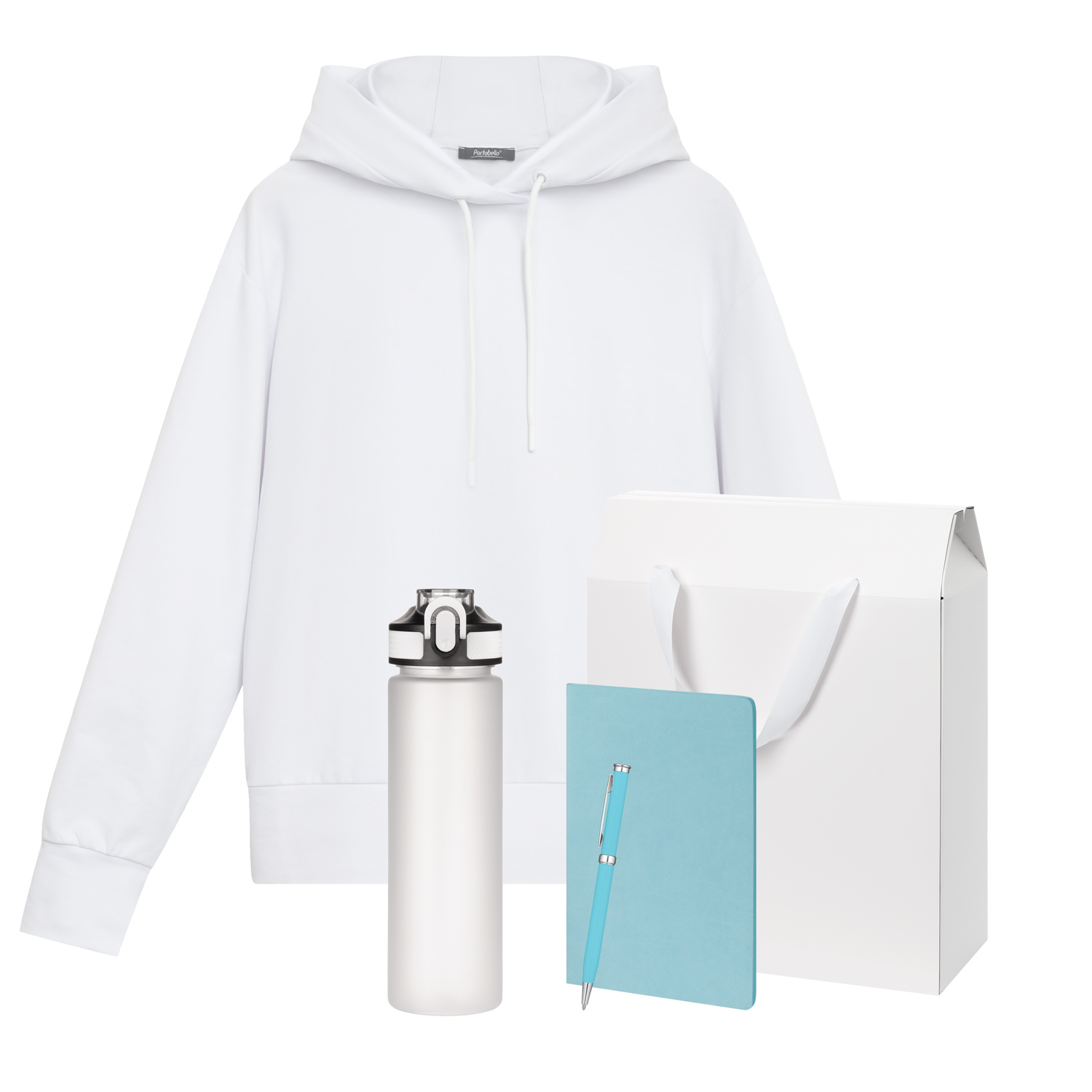 Набор с одеждой Алекс (Alex) (худи, бутылка, блокнот, ручка), голубой, M-0