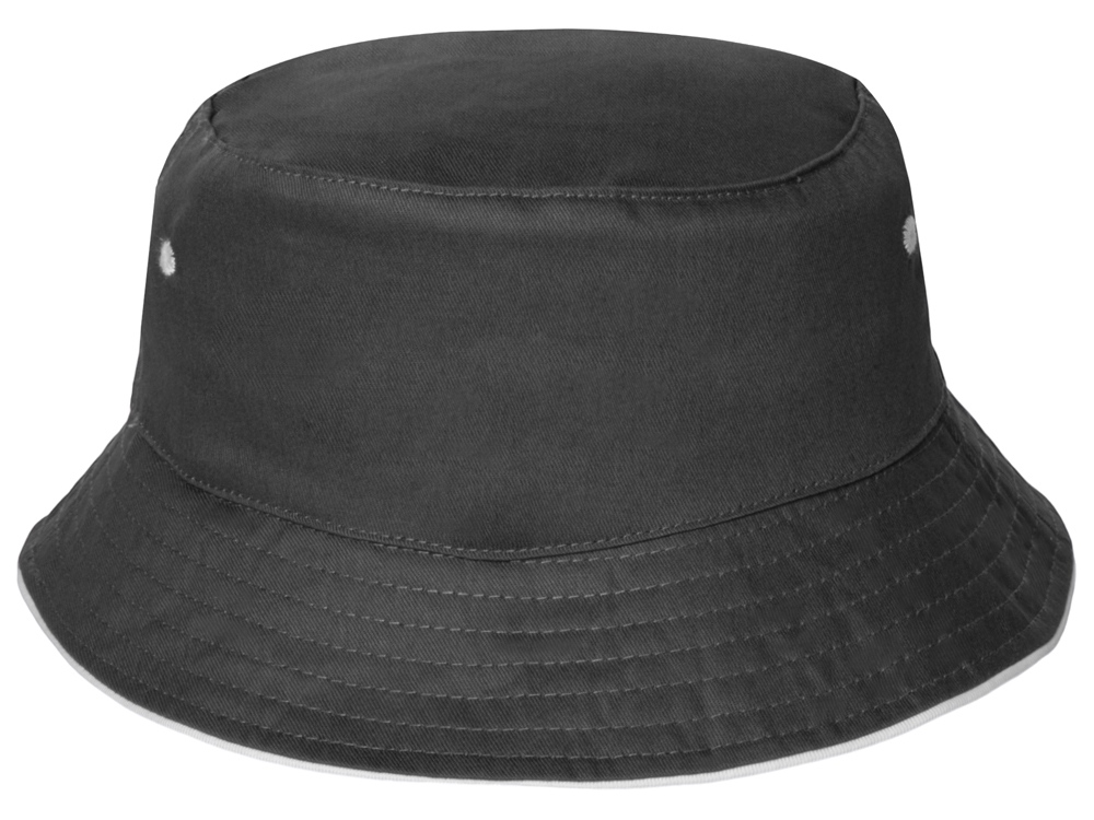 Панама с контрастной окантовкой , темно-серый/белый-3