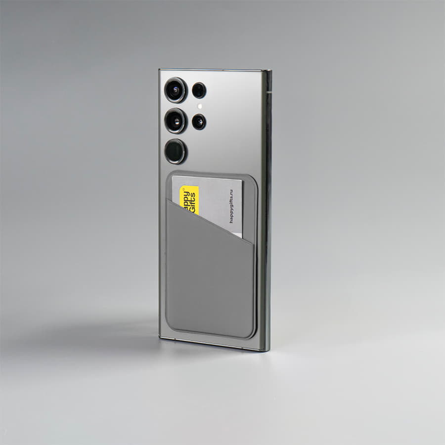 Чехол для карты на телефон Simply, самоклеящийся 65 х 97 мм, серый, PU , серый-2