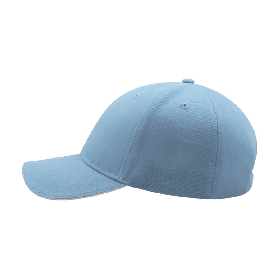 Бейсболка LIBERTY SANDWICH, 6 клиньев, сэндвич, металлическая  застежка, голубой, белый-4