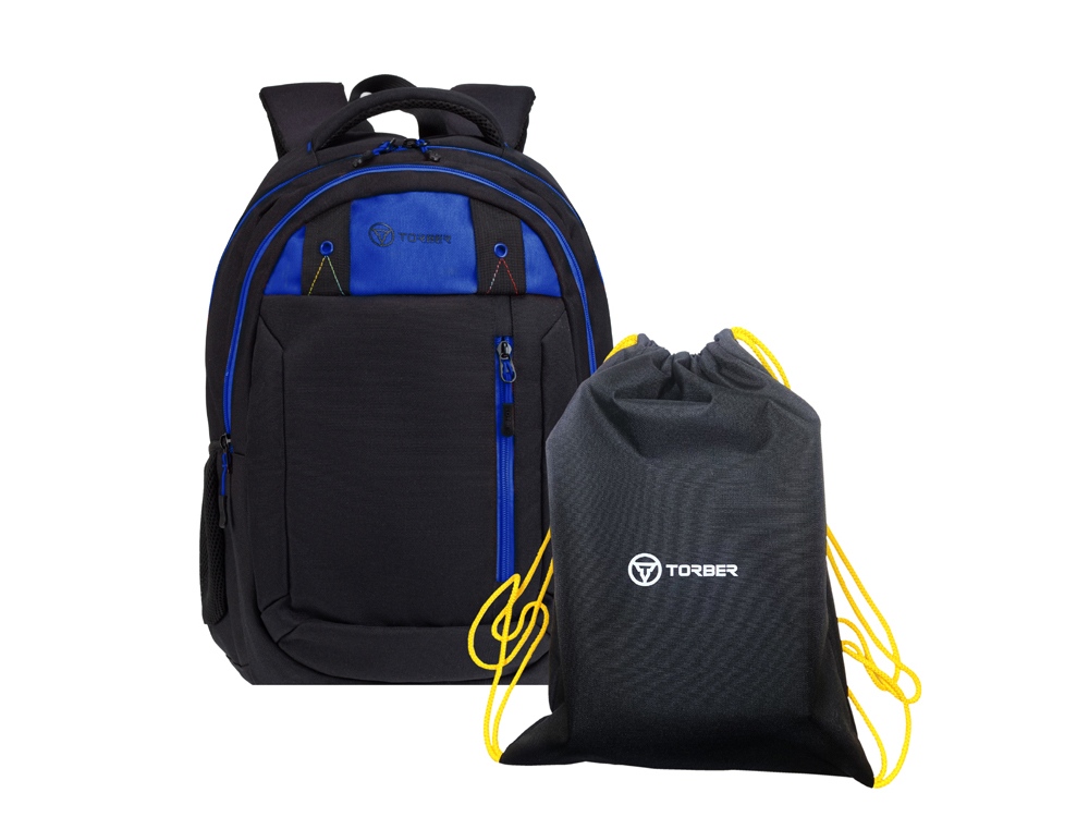 Рюкзак TORBER CLASS X, черный с синей вставкой, полиэстер 900D, 45 x 32 x 16 см-10
