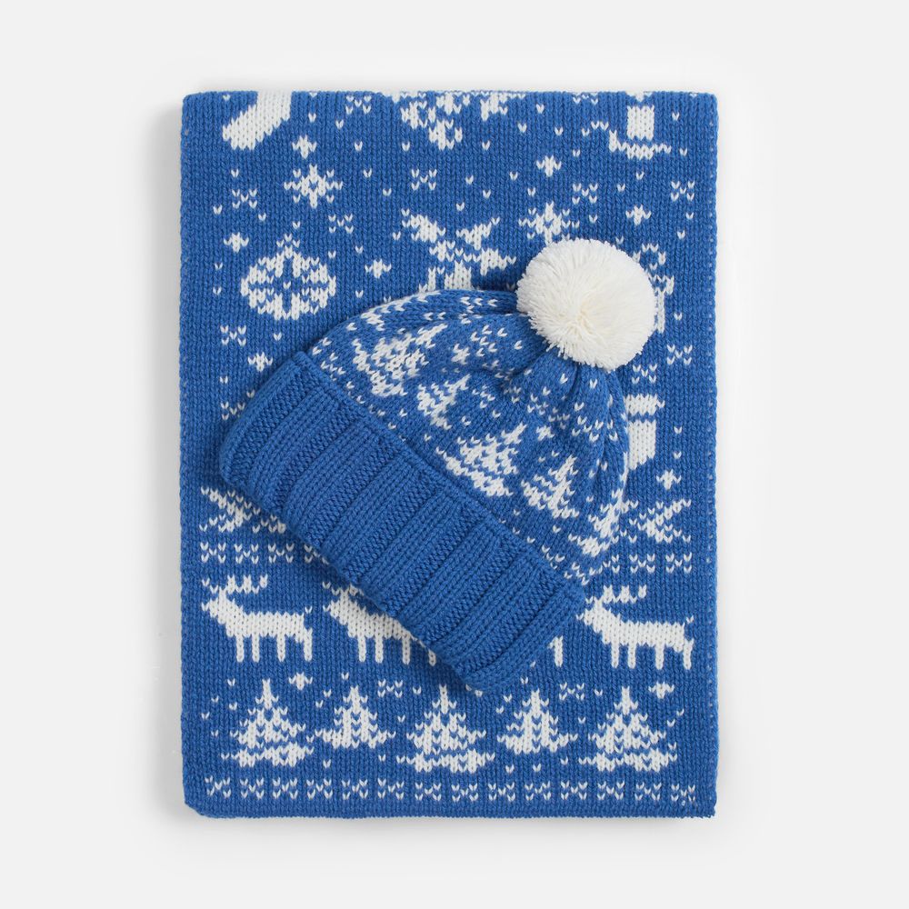 Шарф Holidale, синий с молочным-2