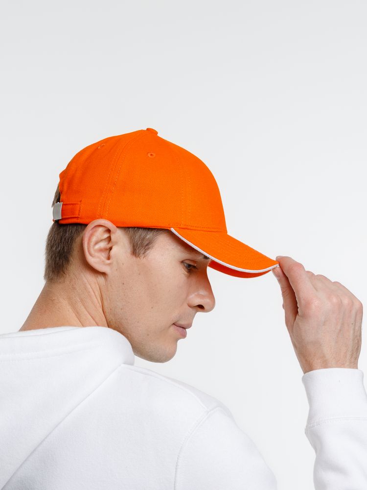 Бейсболка Spiker, оранжевая с белым-4