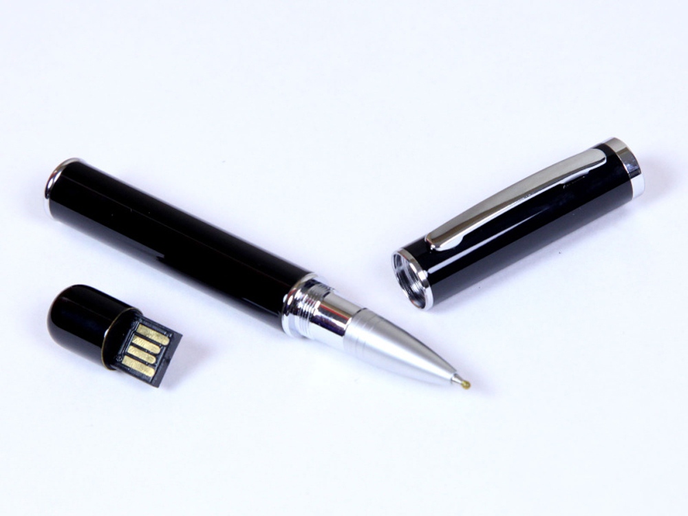 USB-флешка на 16 Гб в виде ручки с мини чипом, черный-0