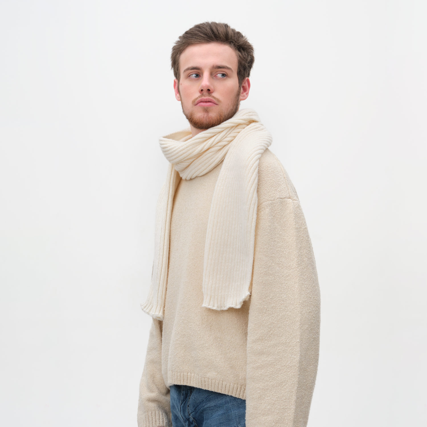 Шарф Forges вязаный, бежевый-0