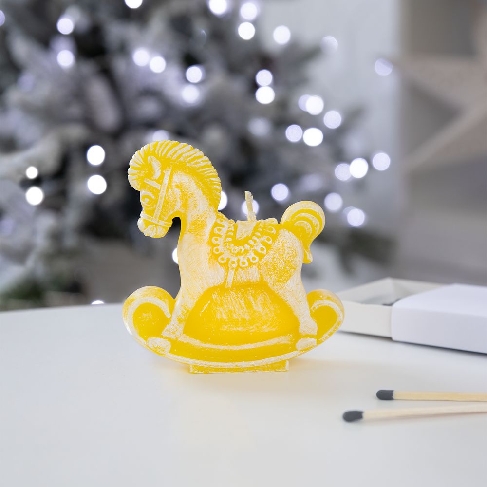 Свеча фигурная «Лошадка-качалка», желтая-3