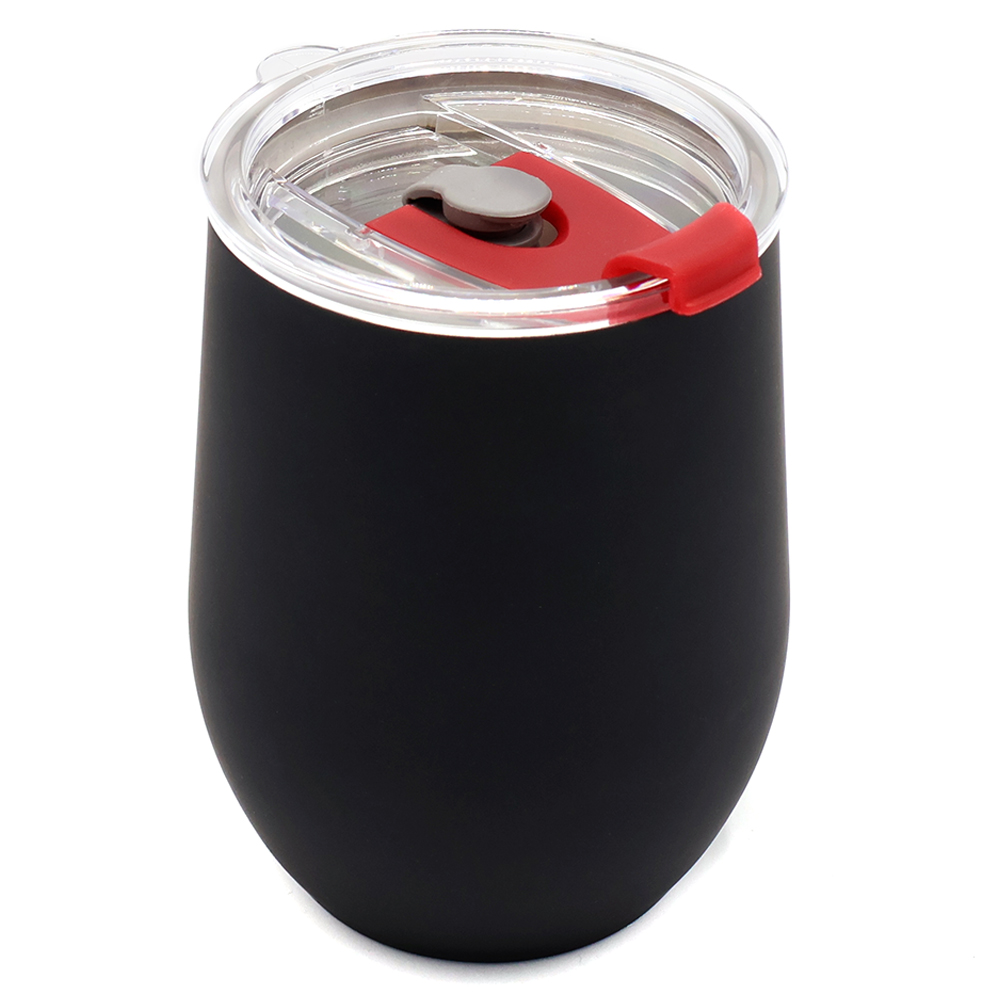 Термокружка с двойной стенкой SOFTO To Go софт-тач, Чёрный/красный-0
