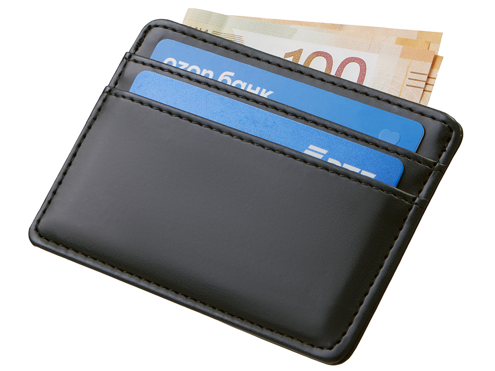 Картхолдер для двух карт и наличных денег с зажимом Crave, черный-4