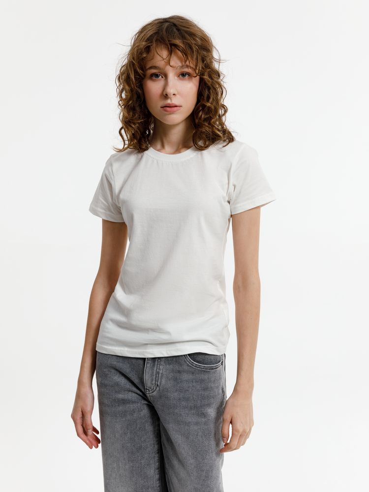 Футболка женская T-bolka Lady, белая (теплый оттенок)-3