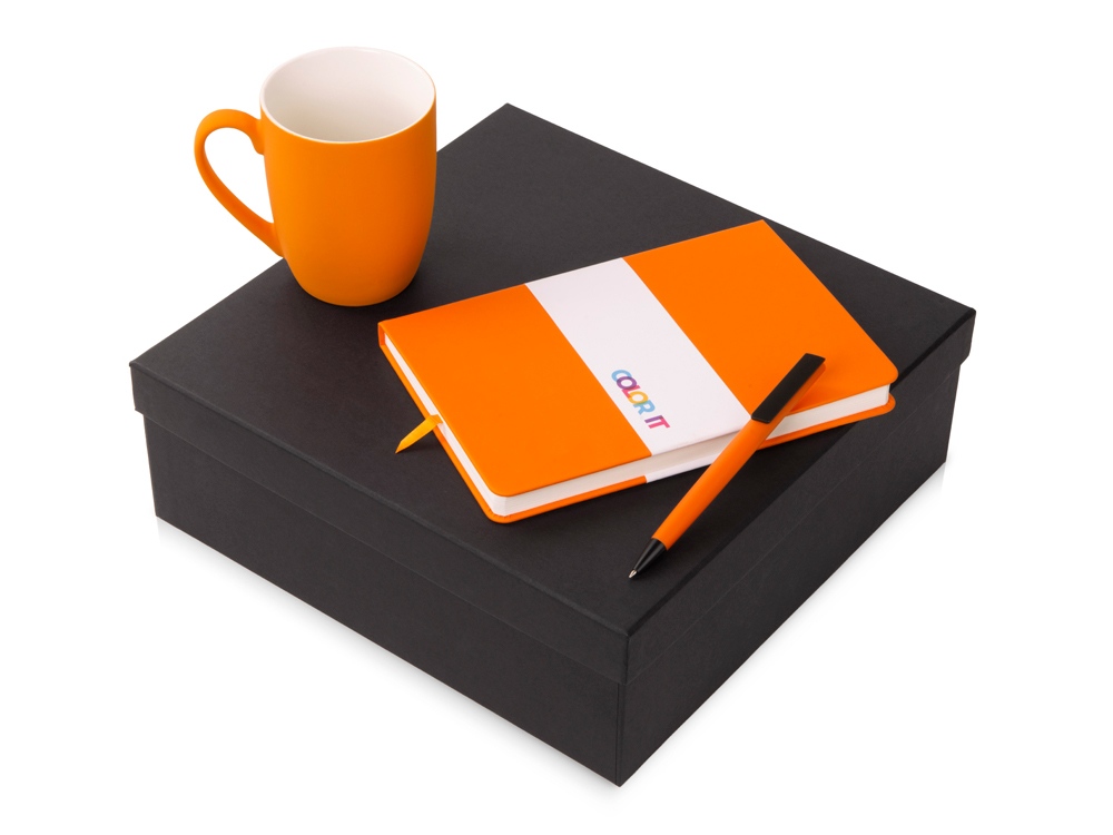 Подарочный набор c блокнотом C3, ручкой и кружкой, оранжевый-0