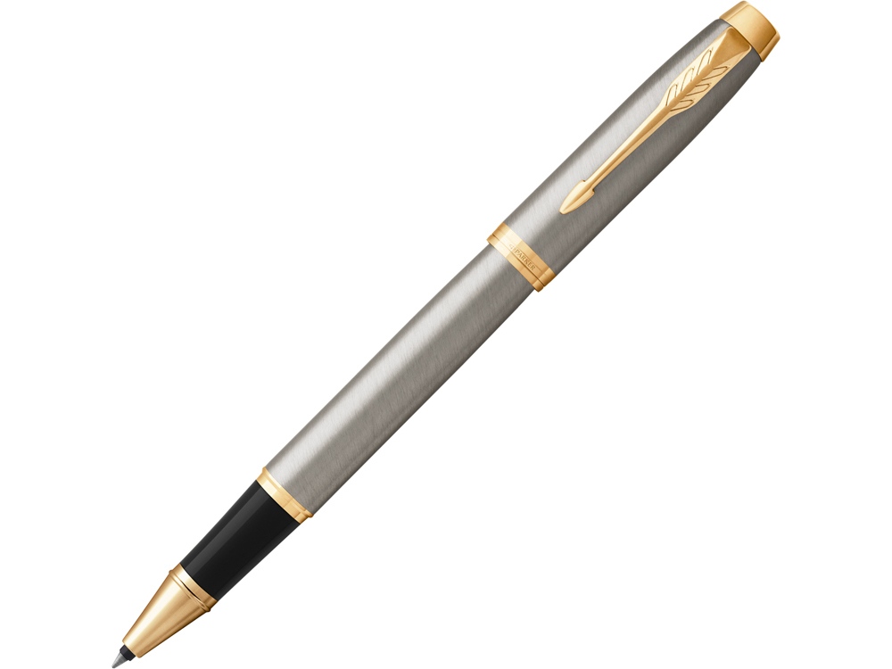 Ручка роллер Parker IM Core Brushed Metal GT, серебристый/золотистый-0